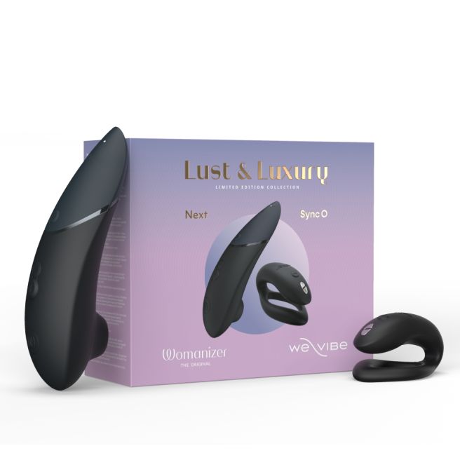 Lust & Luxury Collection Box Black We-Vibe Sync O and Womanizer Next in one collection box.